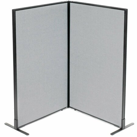 INTERION BY GLOBAL INDUSTRIAL Interion Freestanding 2-Panel Corner Room Divider, 36-1/4inW x 60inH Panels, Gray 695028GY